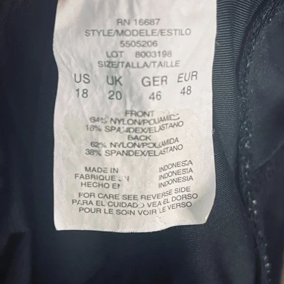 Swim Solutions Black One-Piece Shaping Swimsuit Ruched Size 18 - Picture 9 of 10